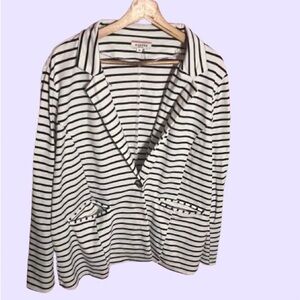 Andree by Unit - Black and White Striped Blazer - 2X